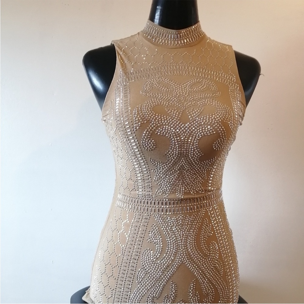 Nude illusion bodycon dress